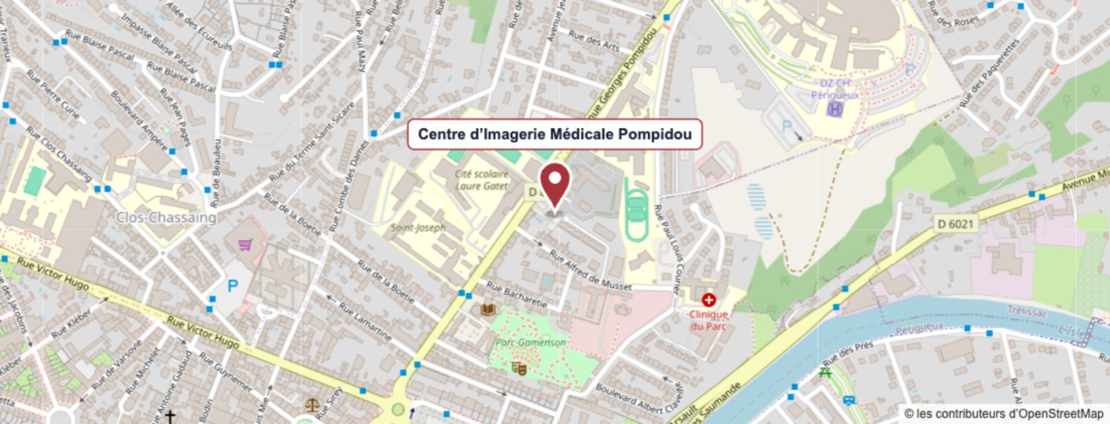 Plan d'accès au Centre d'Imagerie Médicale Pompidou, 36 bis avenue Georges Pompidou à Périgueux